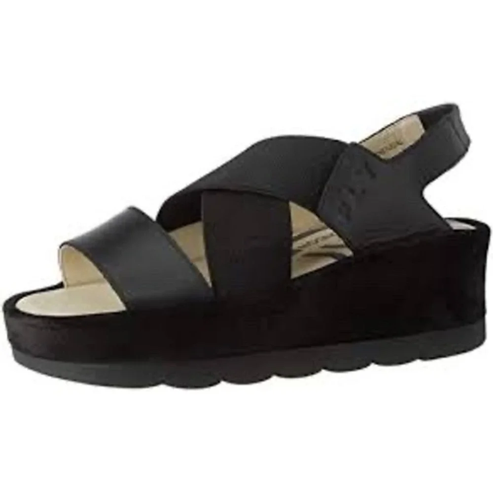 Fly London Yaji platform Sandals black slingback women's size 39 8.5‎ trendy